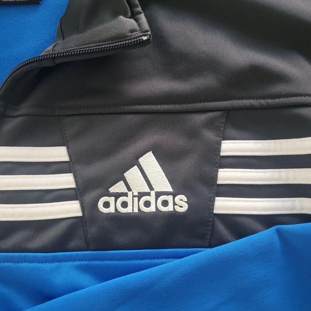 Adidas Track Jacket Mens 3XT Blue Colorblock Full Zip Three‎ Stripes